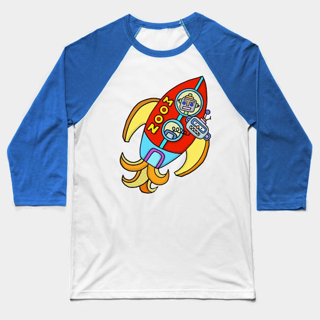 To the Moon Robotman Baseball T-Shirt by Lynndarakos